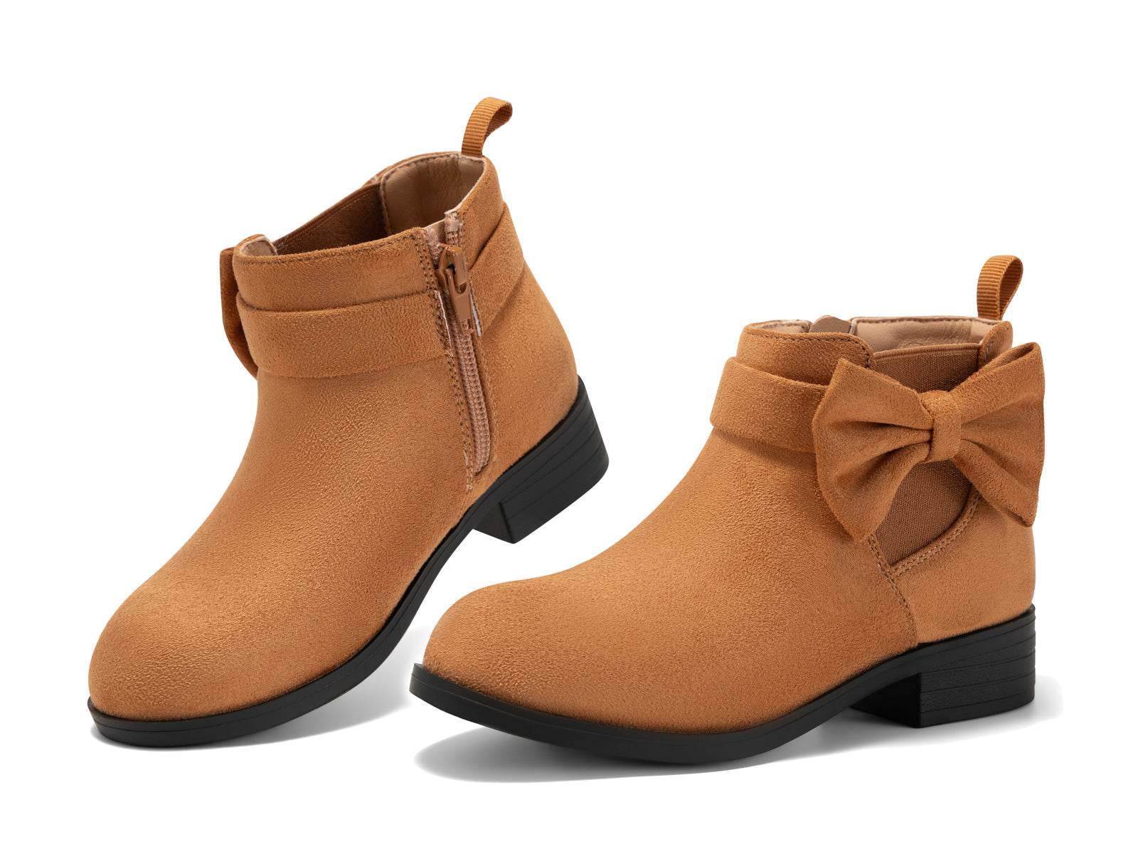 Coutgo Girls Brown Bow Suede Ankle Boots