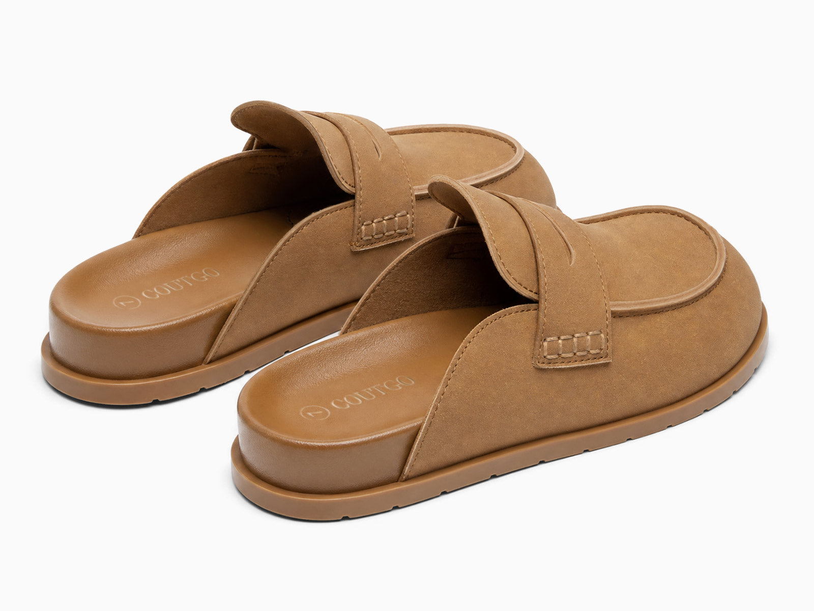 Coutgo Women Brown Suede Platform Mules