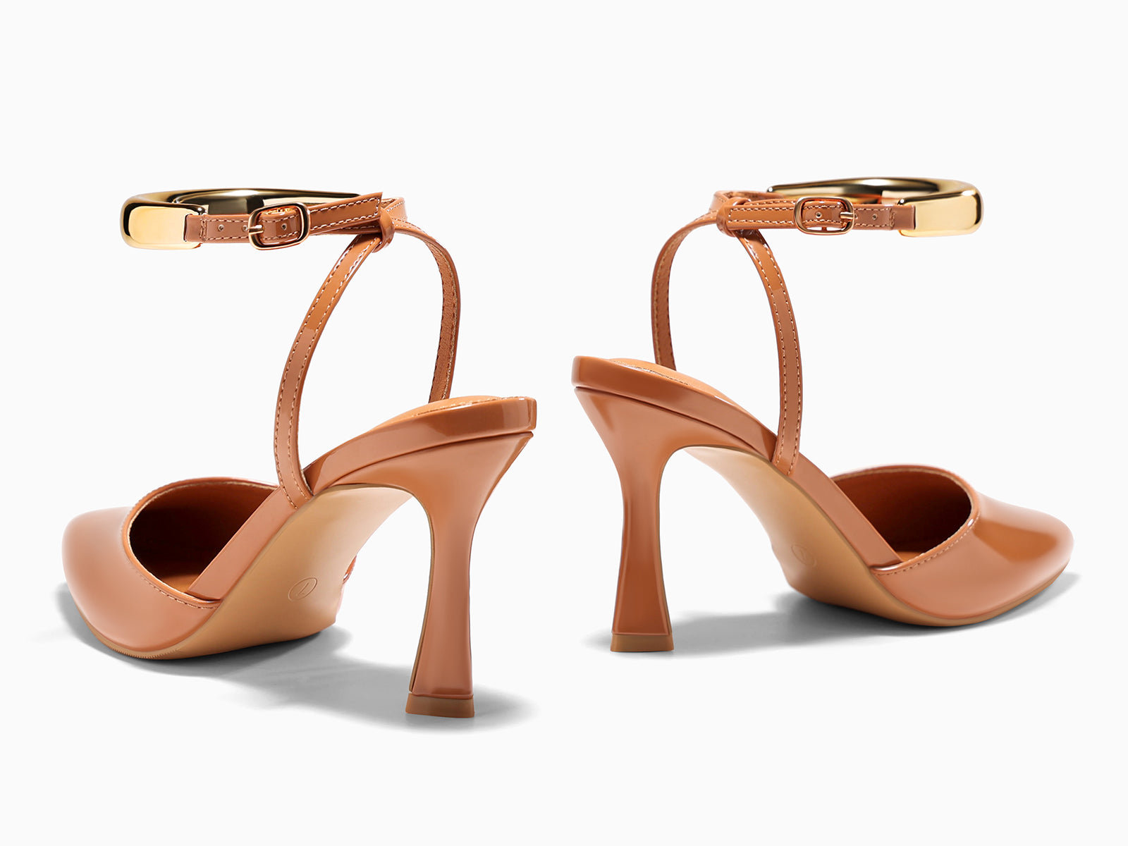 Coutgo Womens Brown Strappy High Heels