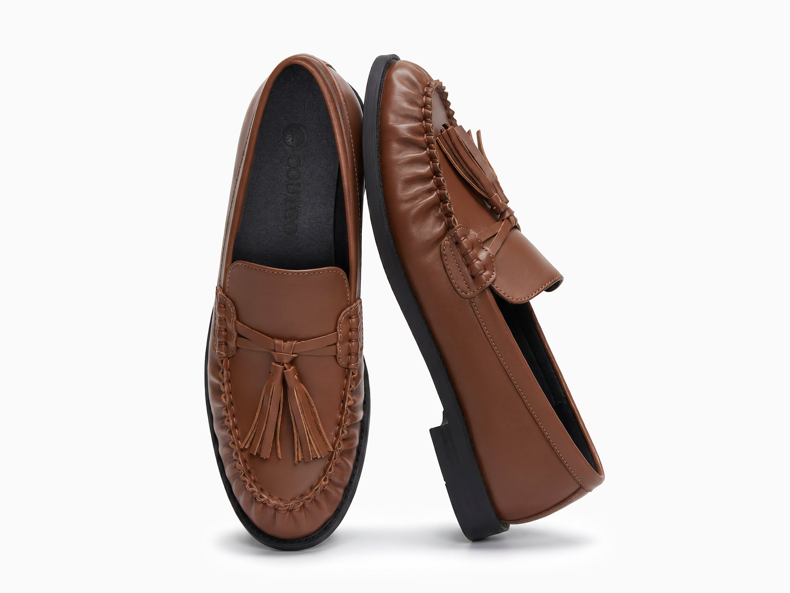 Coutgo Womens Brown Loafers Comfortable Slip On Shoes