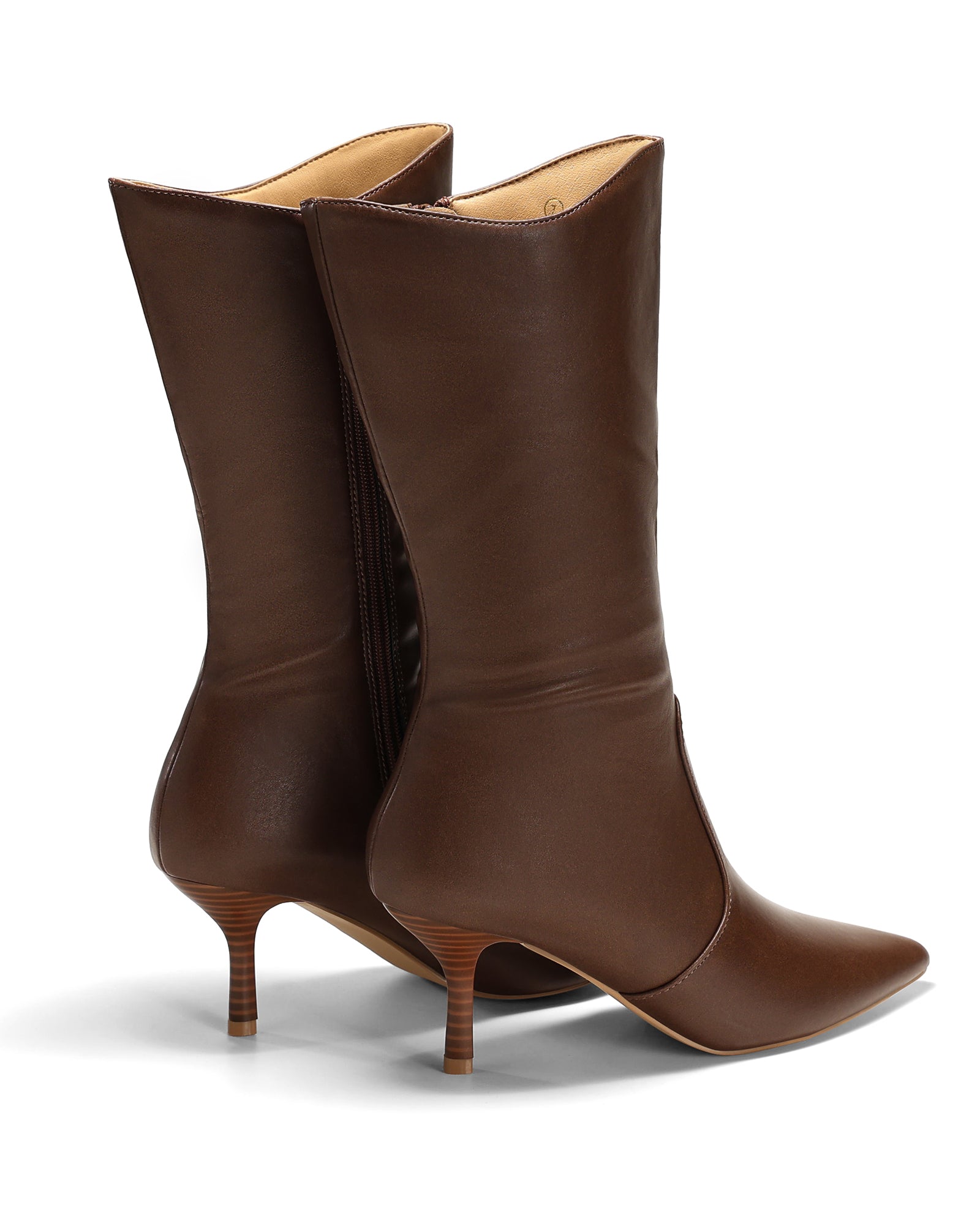 Coutgo Womens Brown Mid Calf Boots