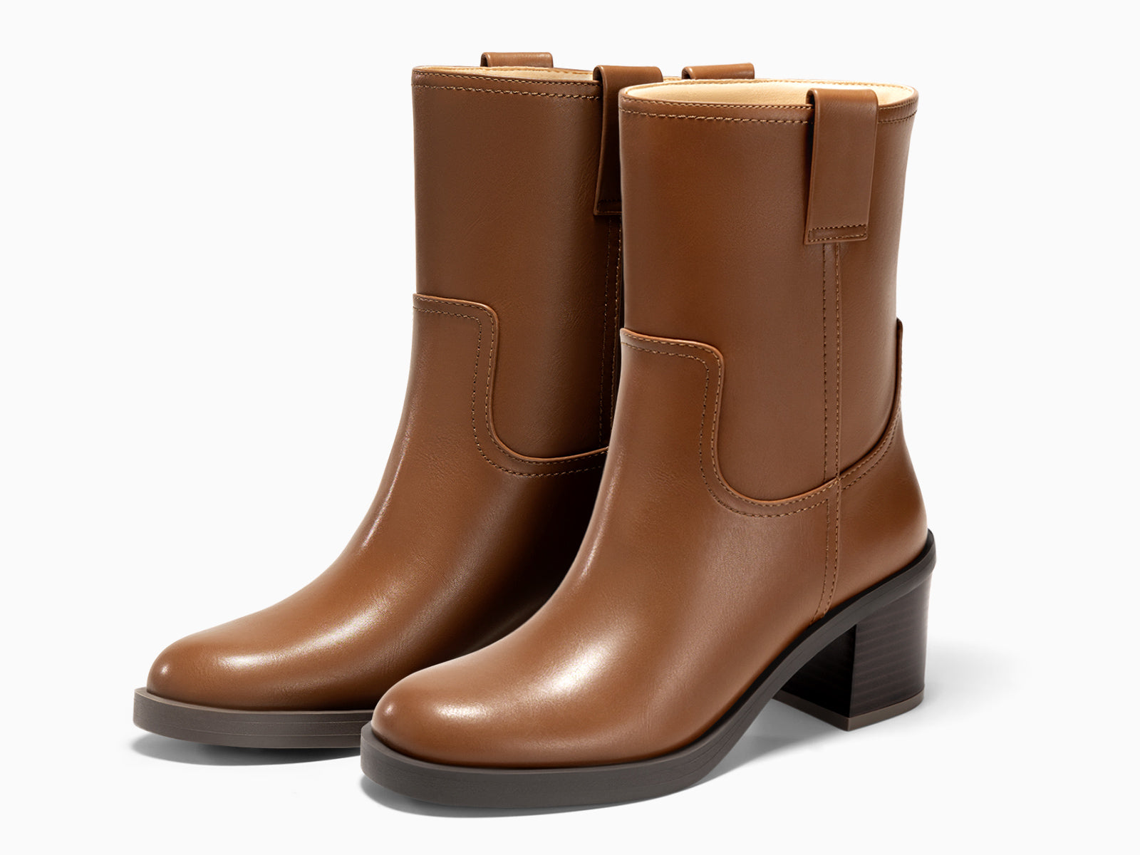 Coutgo Womens Brown Platform Mid Calf Boots