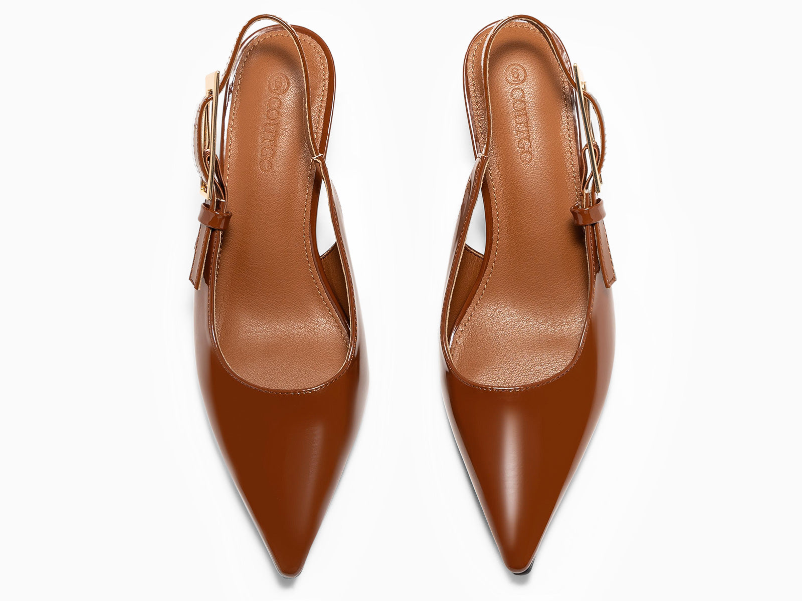 Coutgo Womens Brown Slingback Kitten Heels