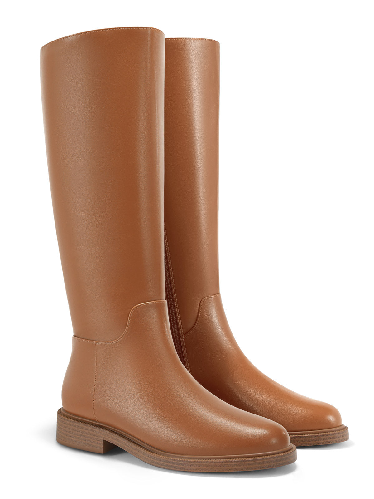 Coutgo Womens Suede Brown Knee Boots