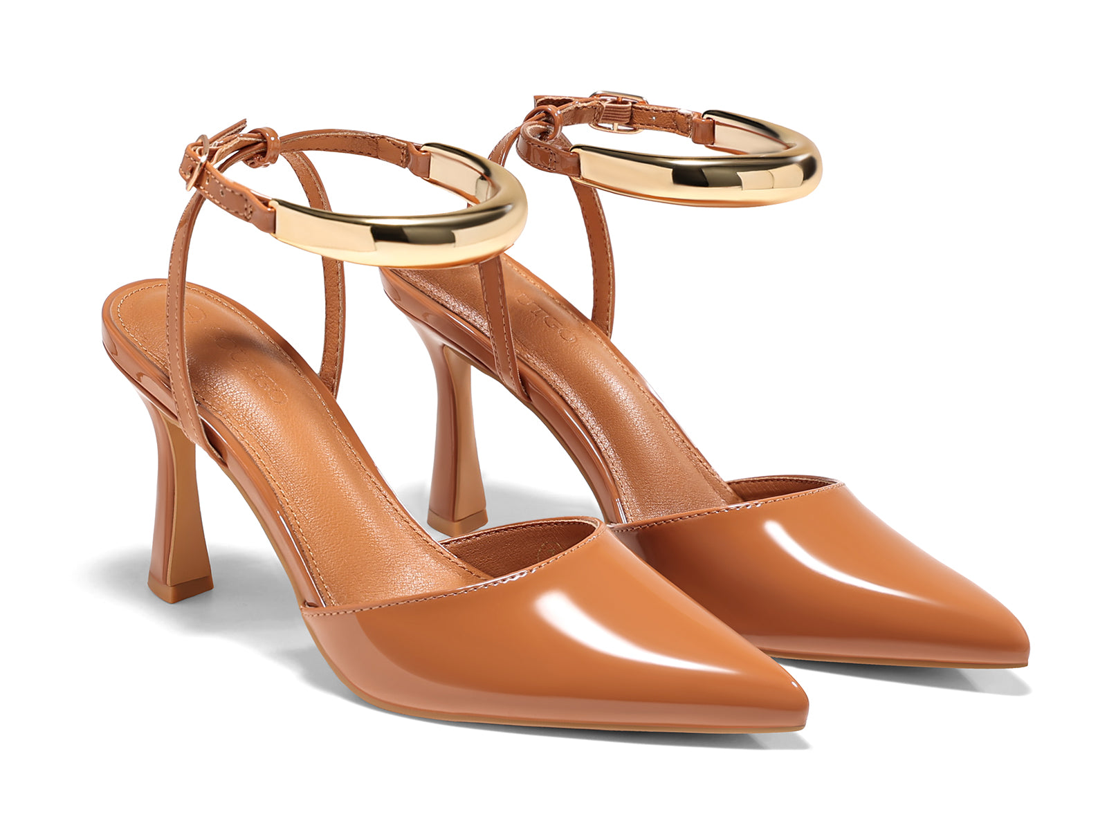 Coutgo Womens Brown Strappy High Heels
