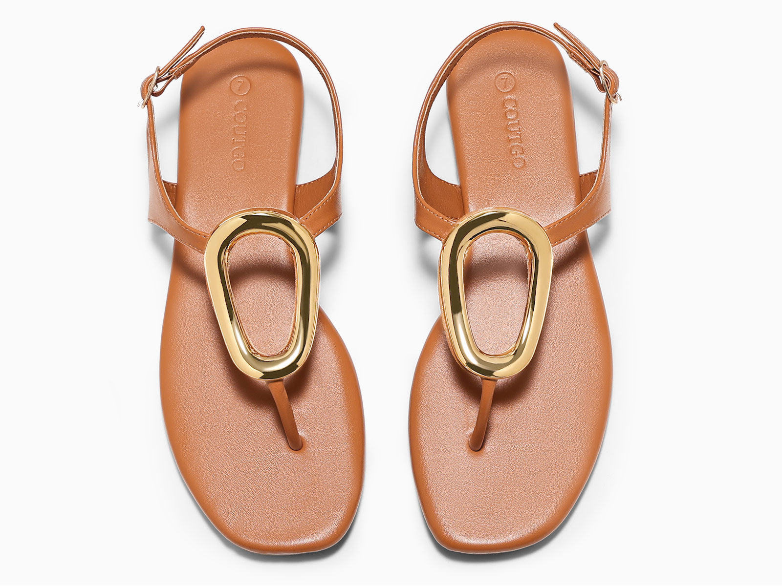 Coutgo Womens Brown Flat Flip Flops Sandals