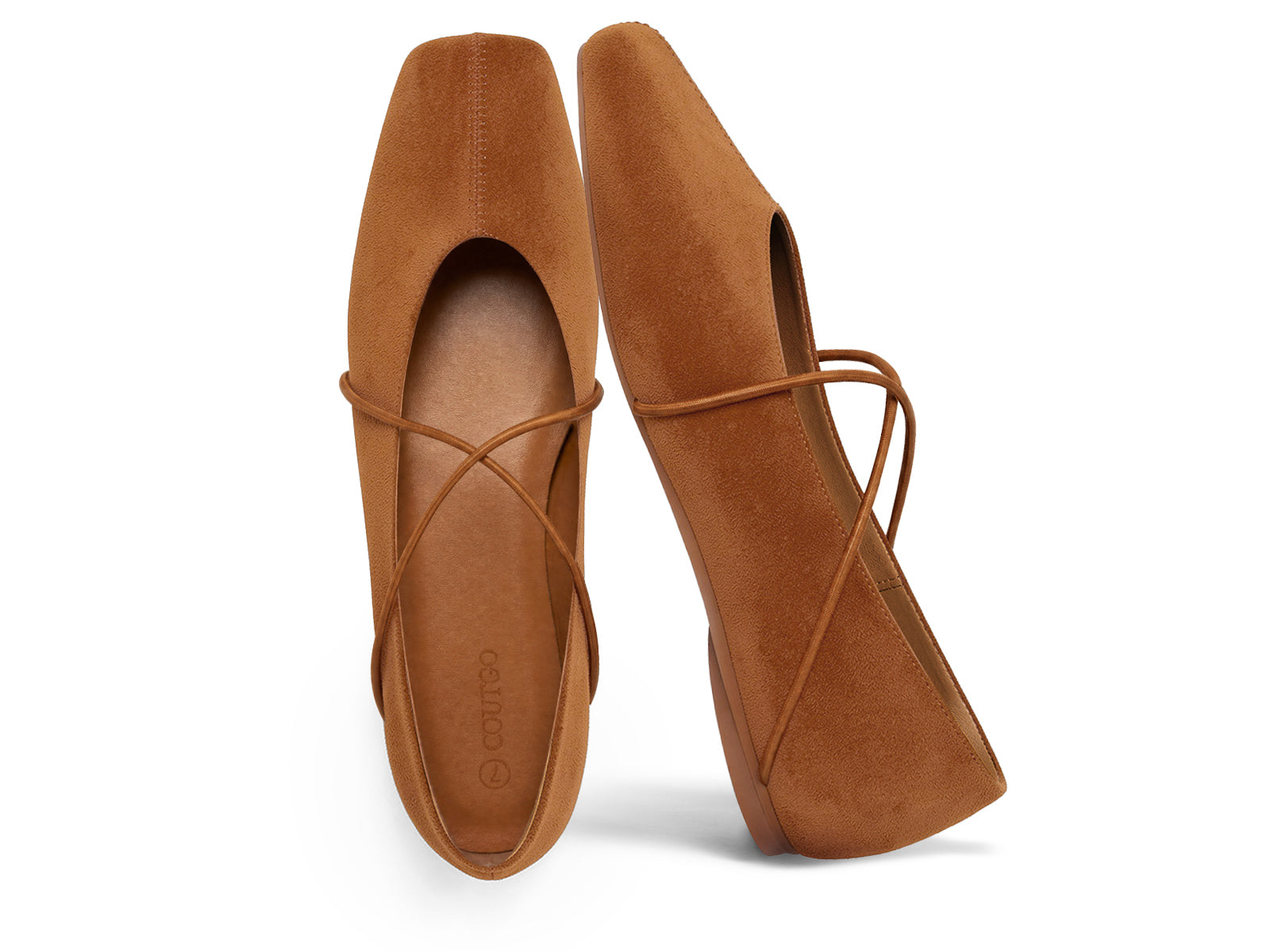 Coutgo Womens Brown Suede Ballet Flats
