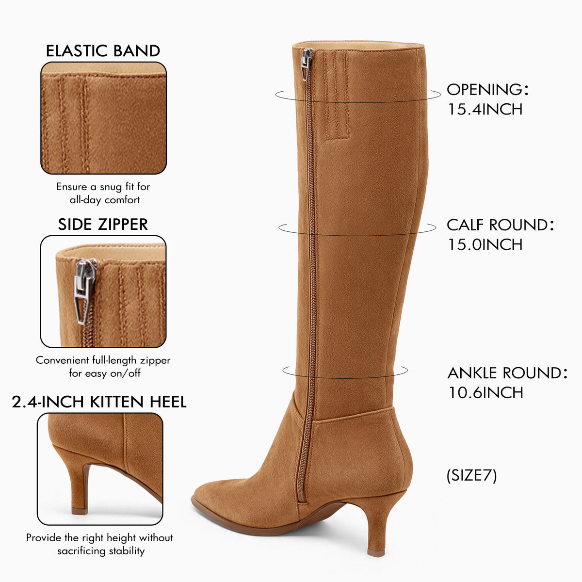 Coutgo Women Brown Pointed Knee Boots