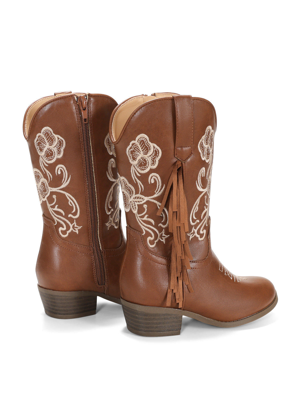 Coutgo Girls Brown Western Cowboy Boots