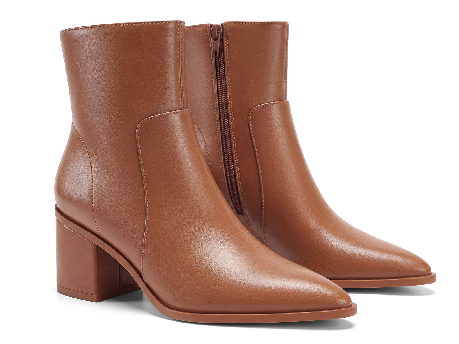 Coutgo Womens Brown Pointed Ankle Boots