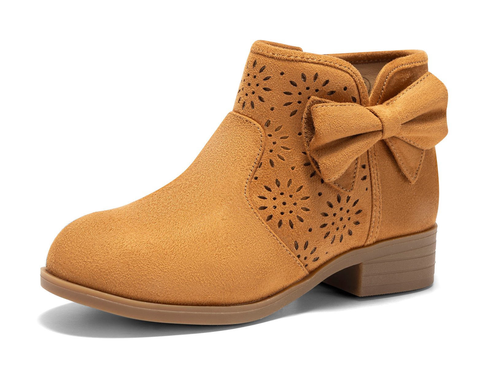 Coutgo Suede Brown Bow Chunky Ankle Boots
