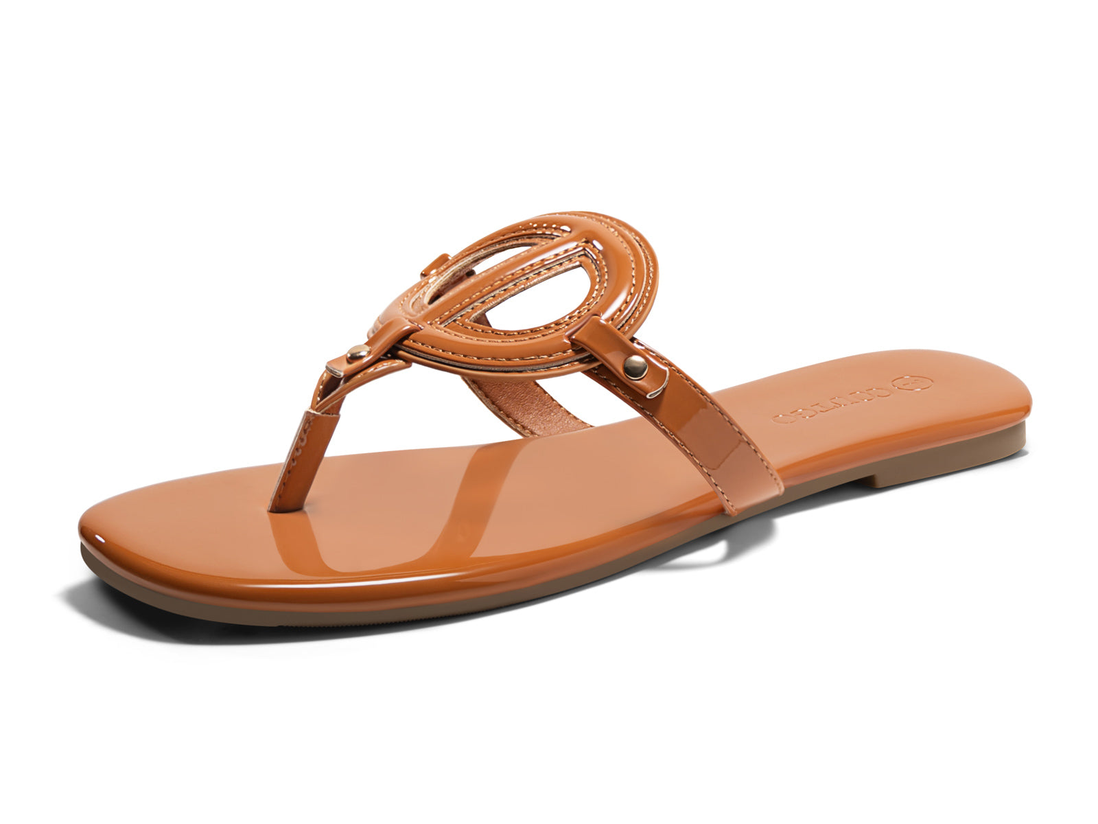 Coutgo Womens Brown Flat Thong Sandals