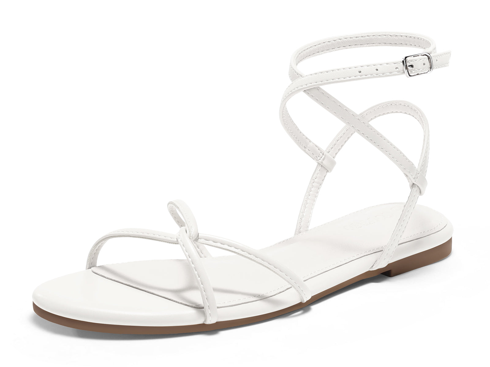 Coutgo Womens White Flat Sandals
