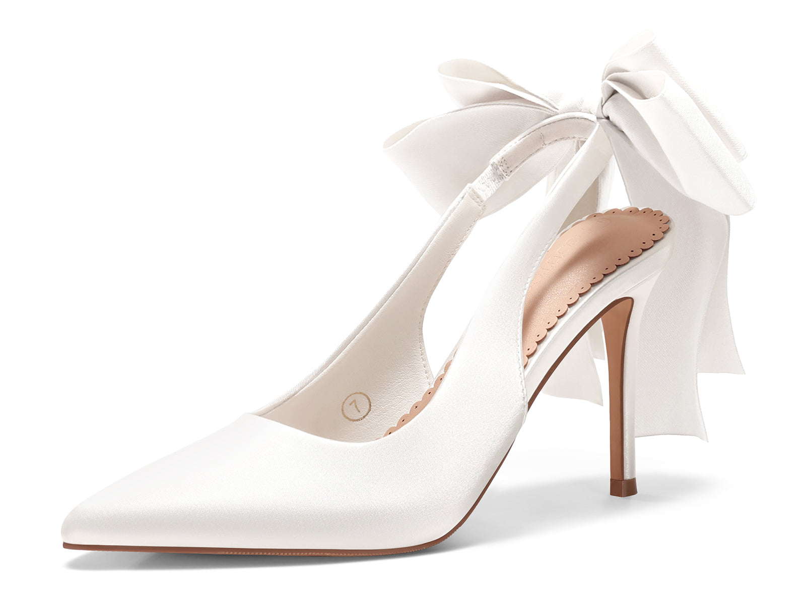 Coutgo Womens White High Heels with Bow