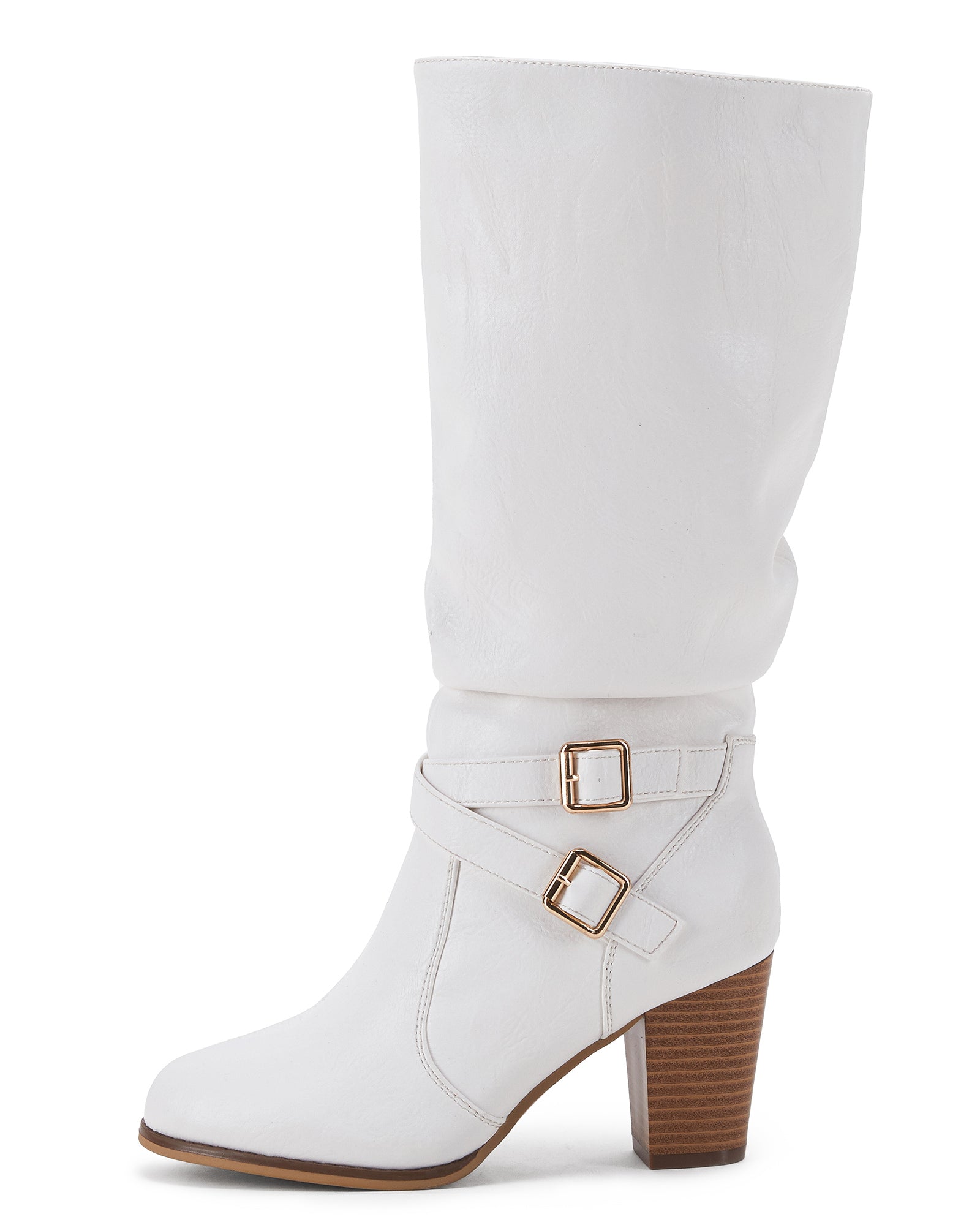 Ermonn Womens White Mid Knee High Boots