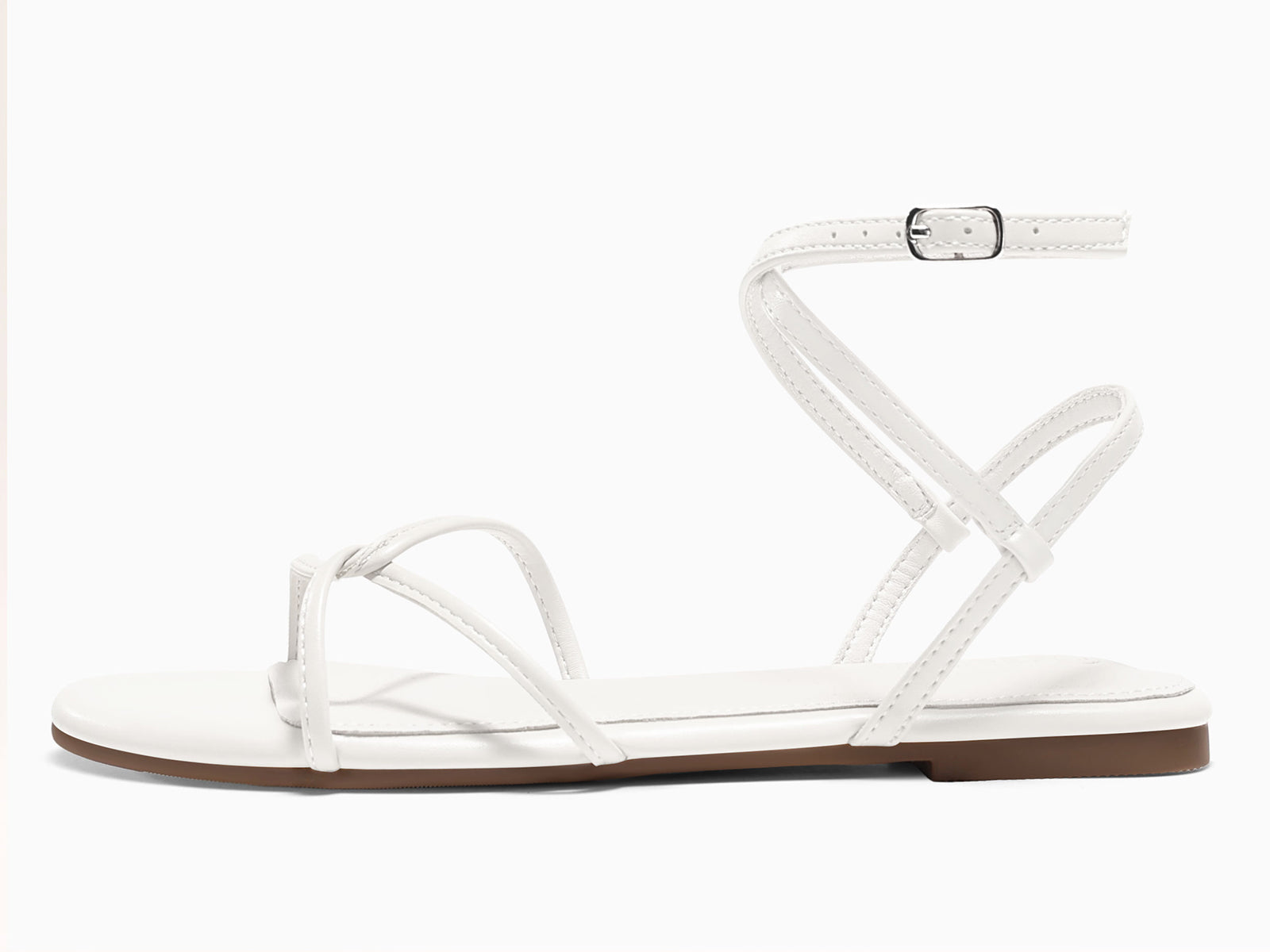 Coutgo Womens White Flat Sandals