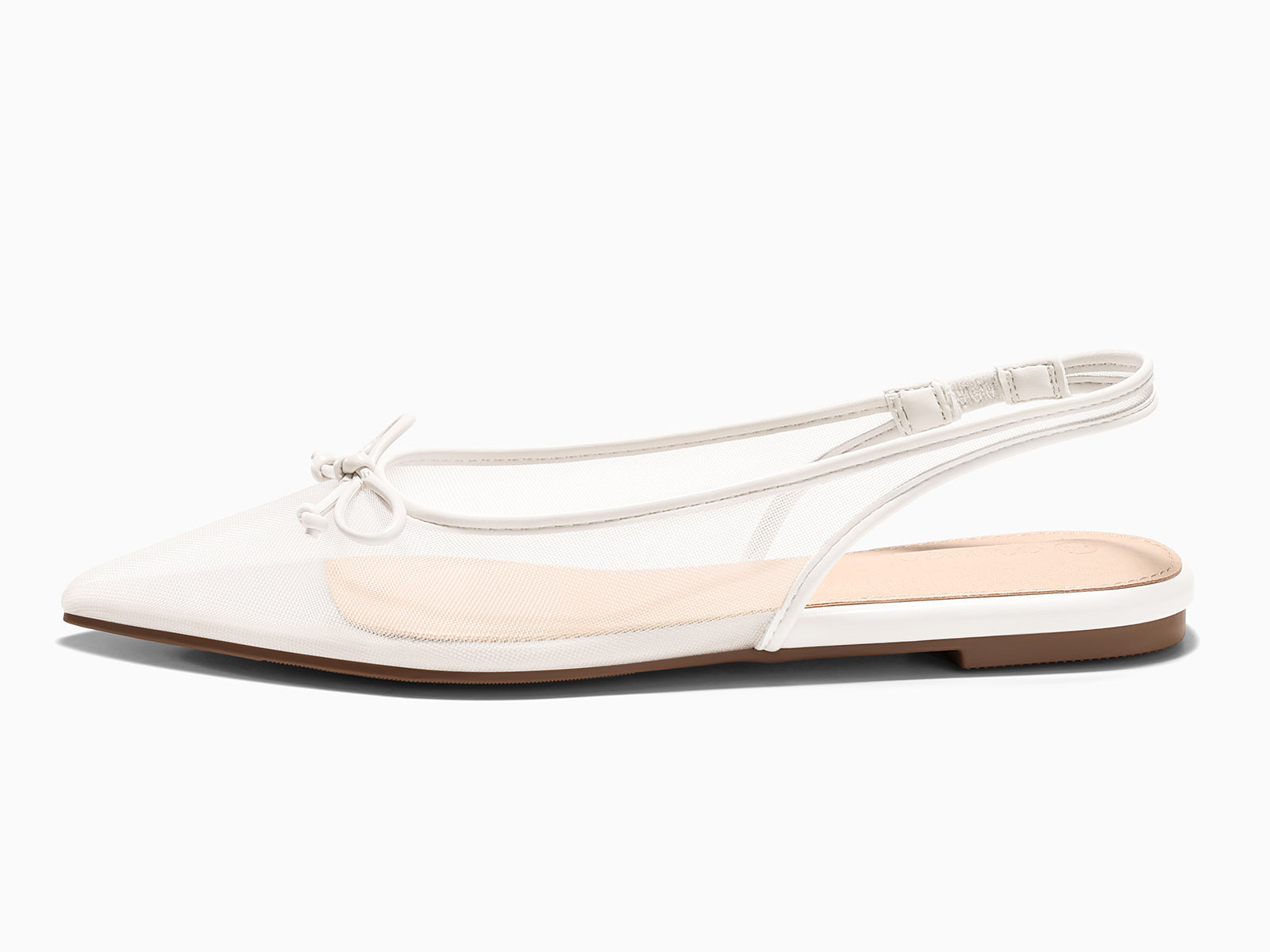 Coutgo Womens White Slingback Flats