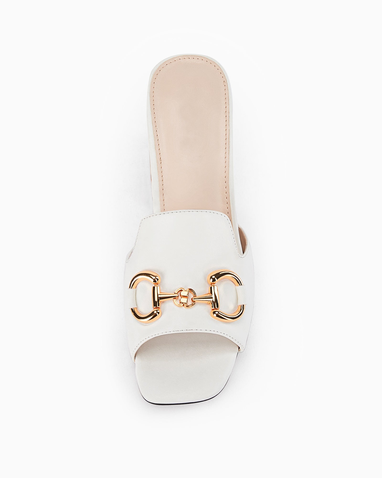 Women's Sandals White Peep Toe Slides Chunky Heel