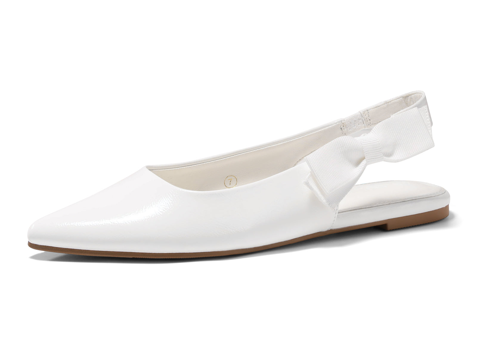 Coutgo Womens White Bow Slingback Flats