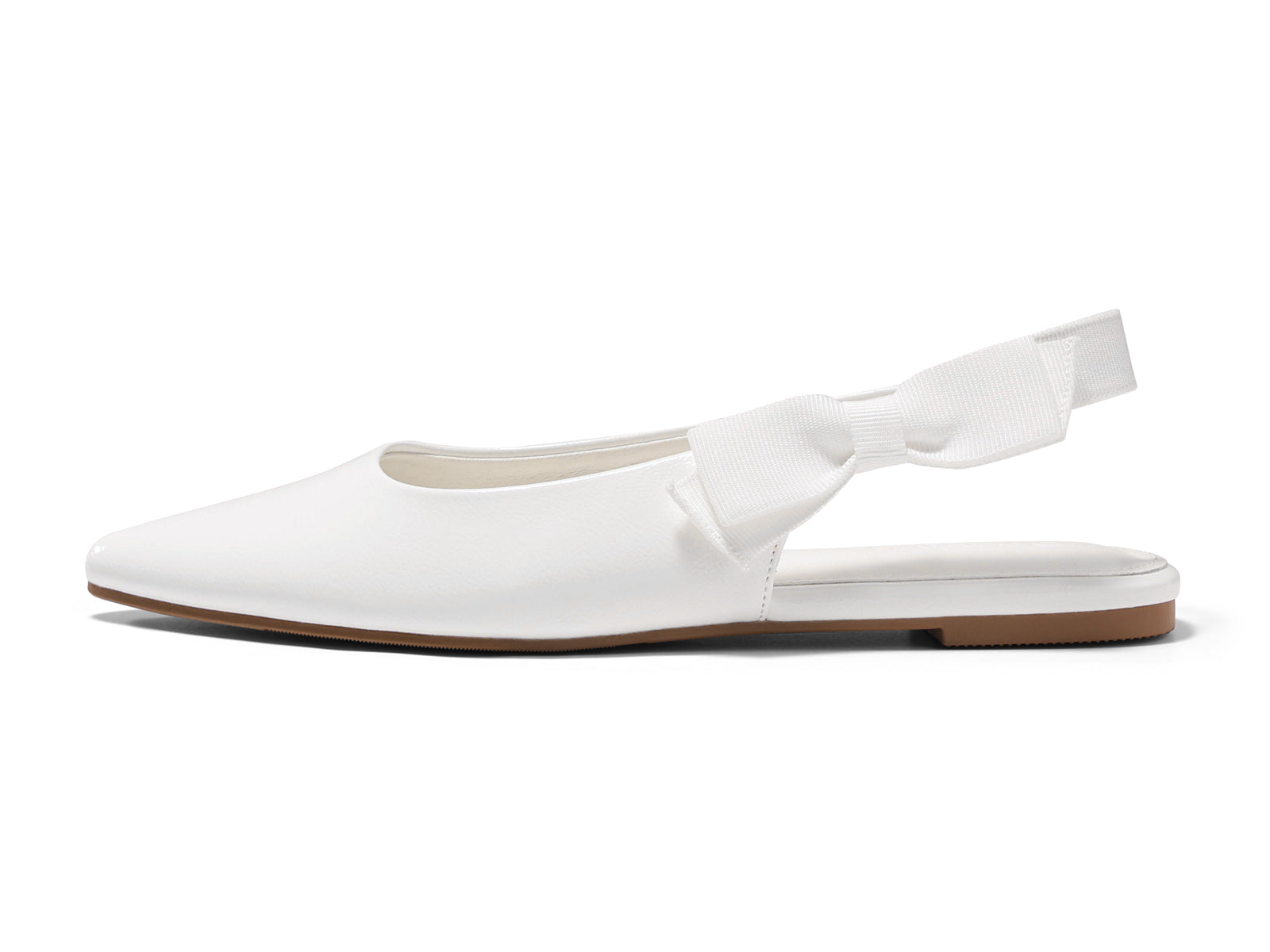 Coutgo Womens White Bow Slingback Flats