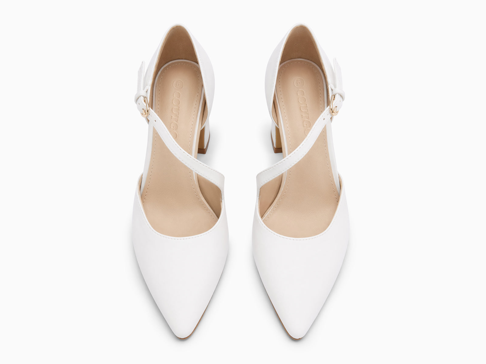 Coutgo Womens White Chunky High Heels