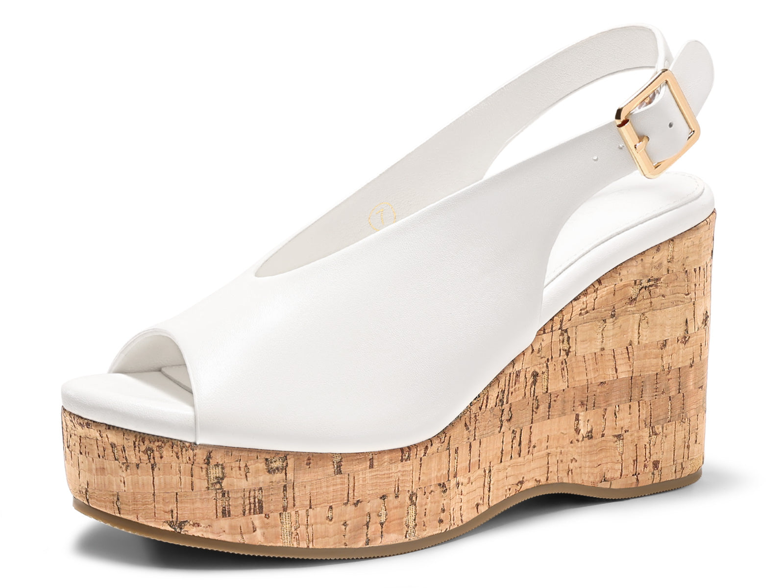 Coutgo Womens White Platform Wedge Sandals