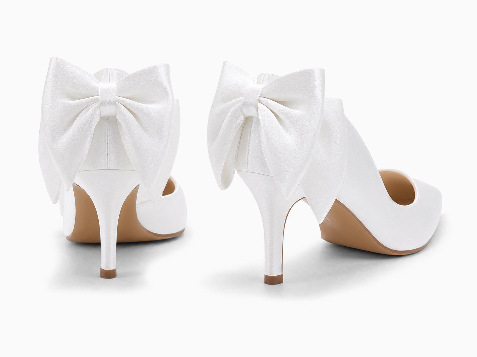 Coutgo Womens White Bow Stiletto High Heels