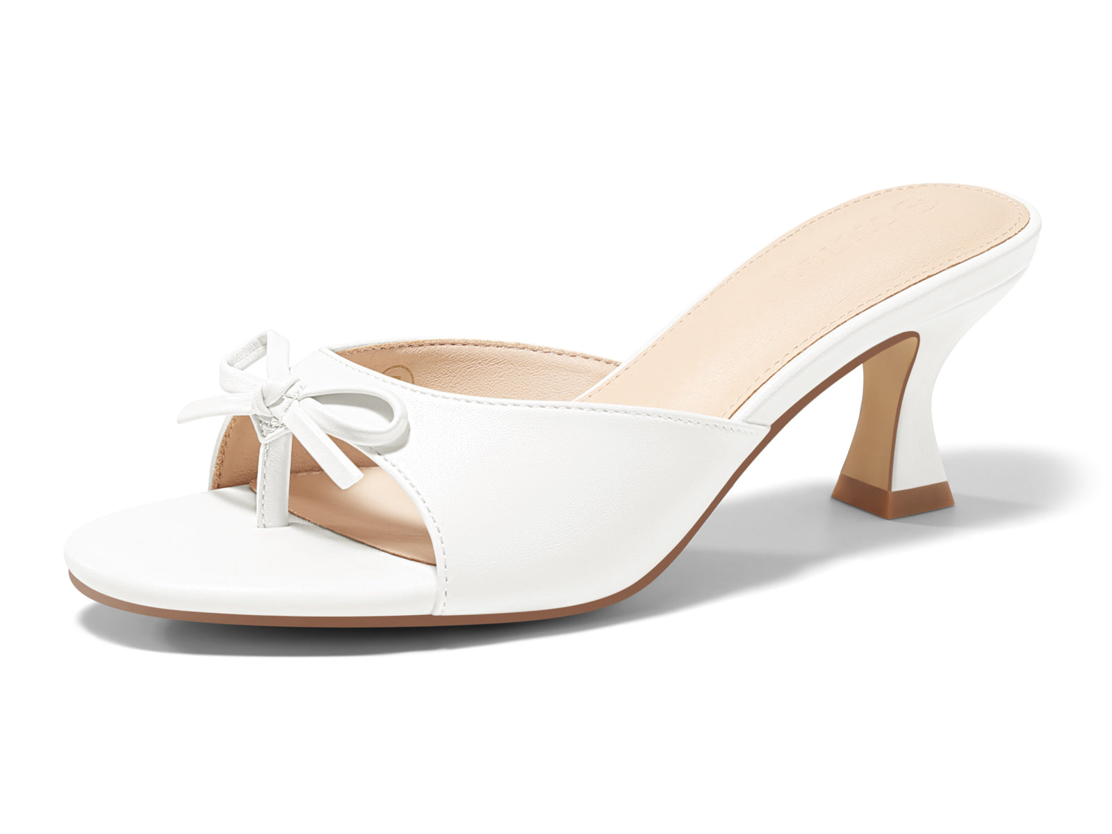 Coutgo Women's White Pu Kitten Heels Sandals