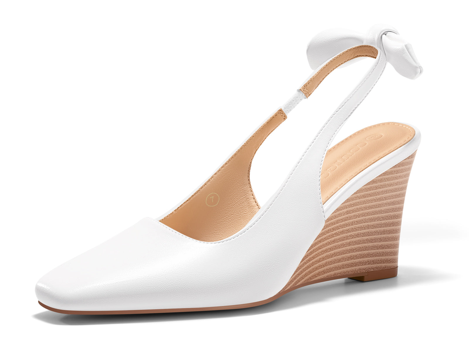 Coutgo Womens White Pu Wedge Heels