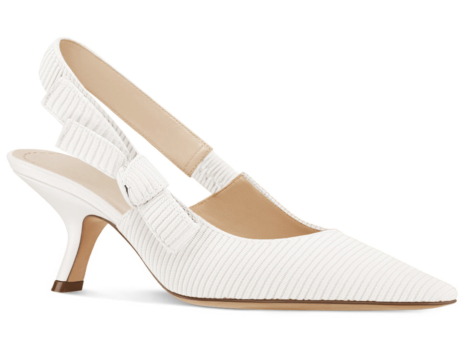 Coutgo Womens White Slingback Kitten Heels