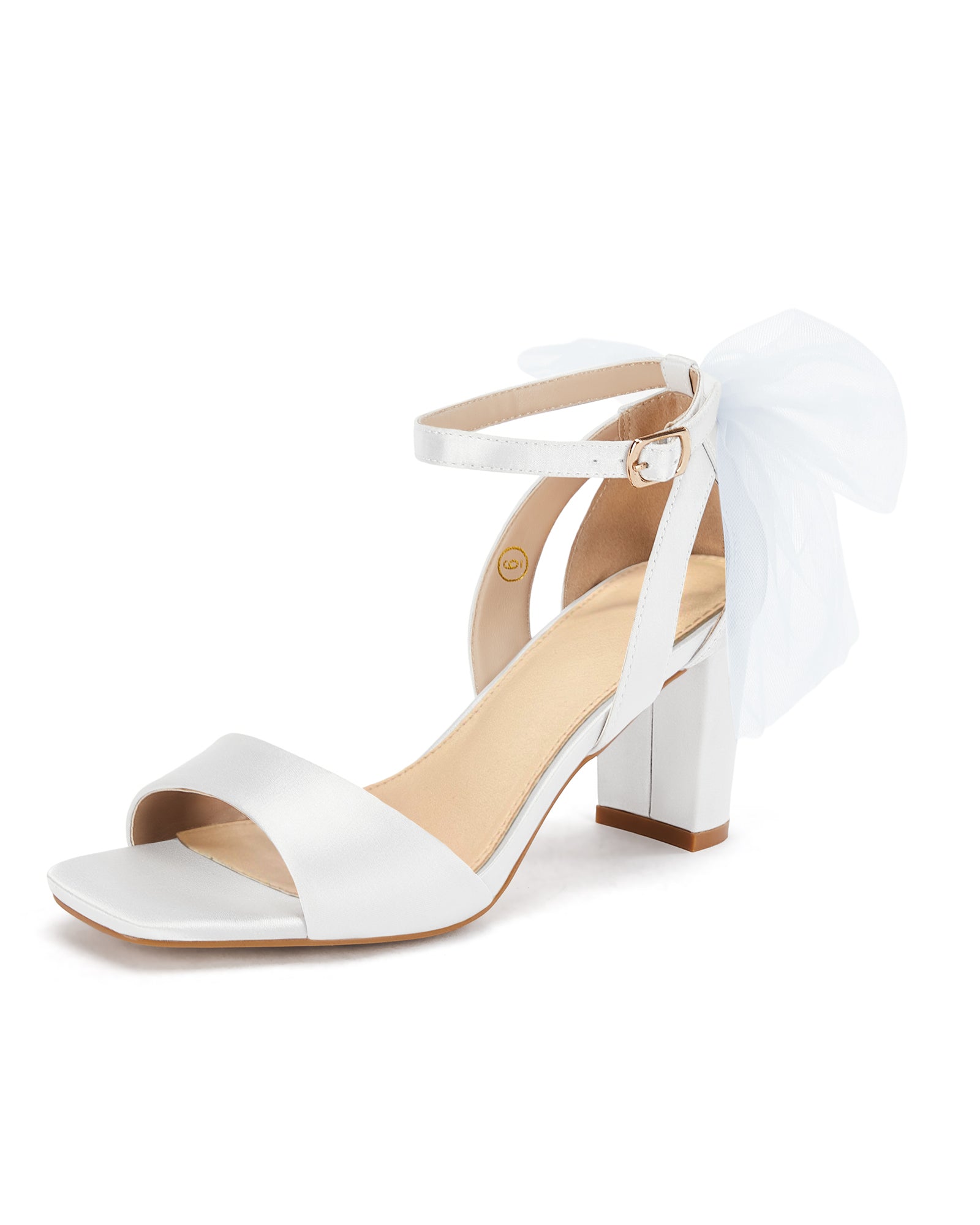 Coutgo Women's White Bow Tie Heeled Sandals
