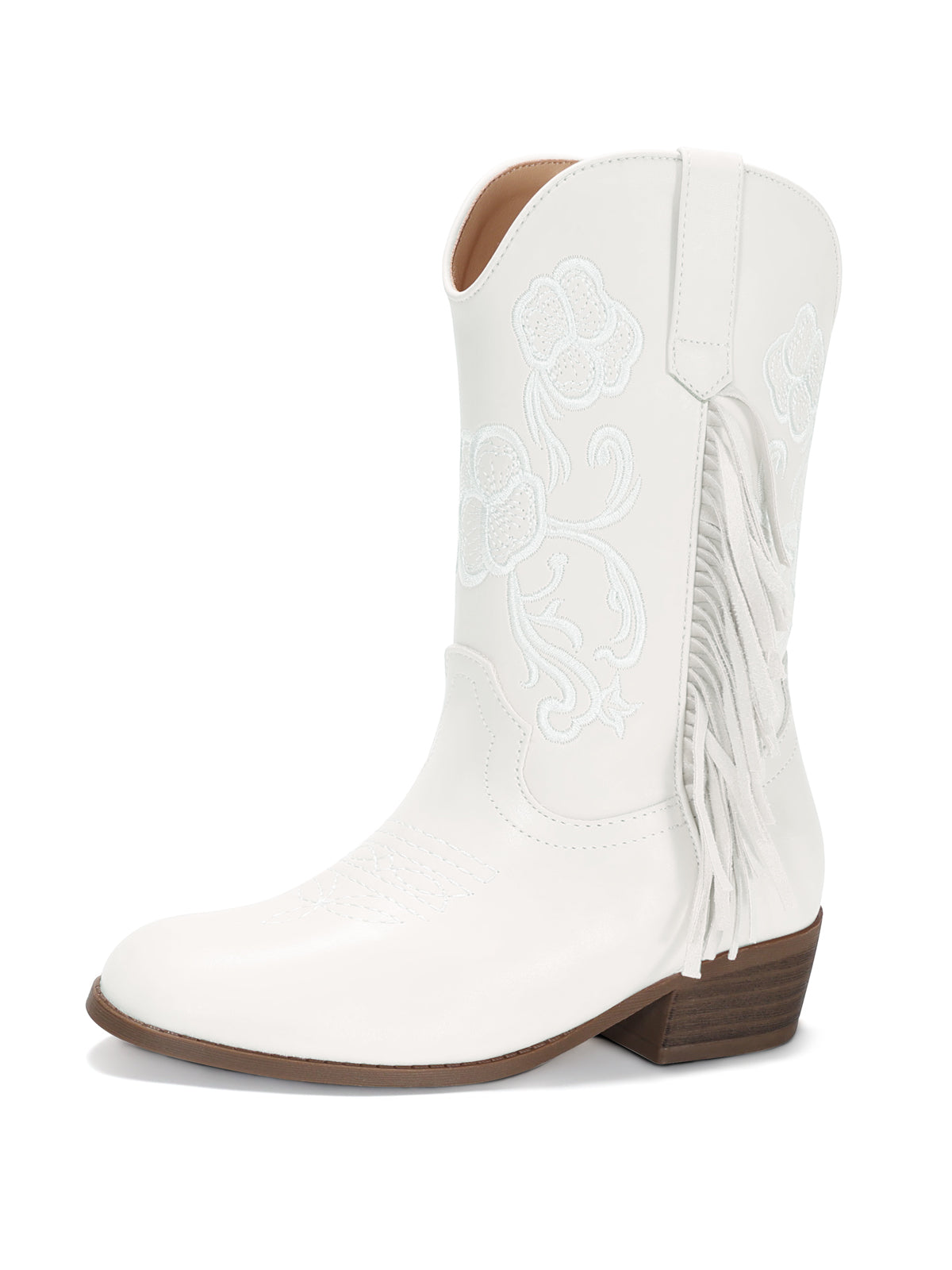 Coutgo Girls White Western Cowboy Boots