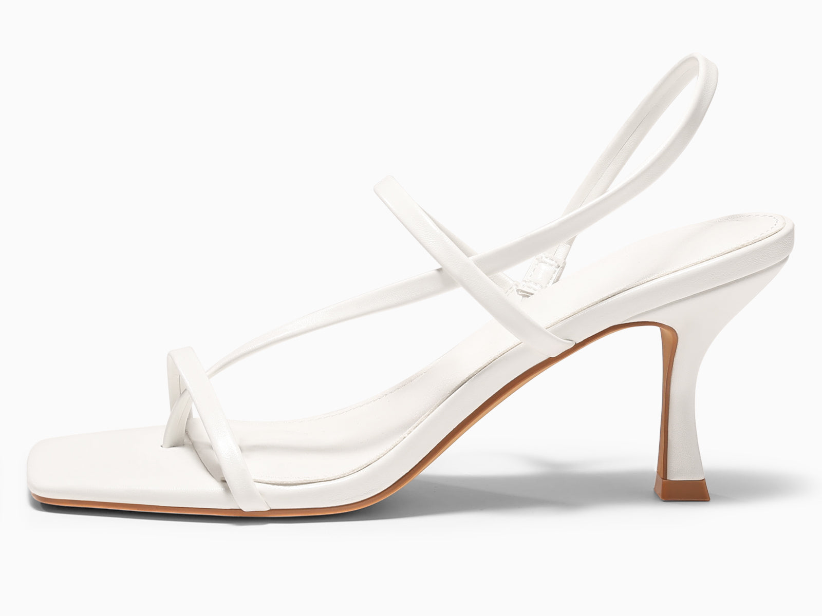 Coutgo Womens White Strappy Kitten Heels Sandals