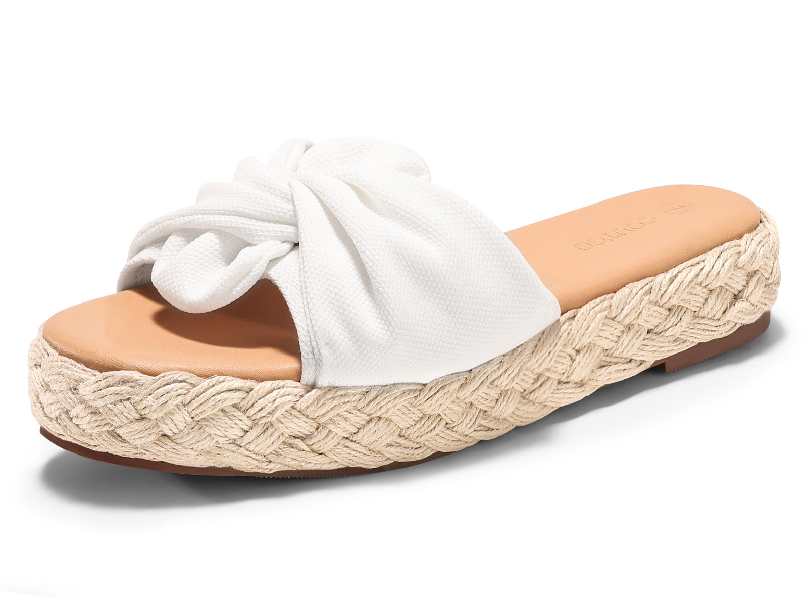 Coutgo Womens White Platform Wedge Sandals