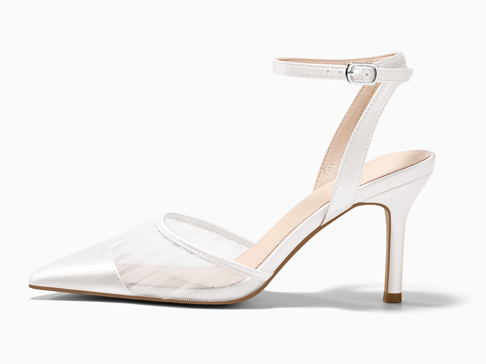 Coutgo Womens White Mesh High Heels