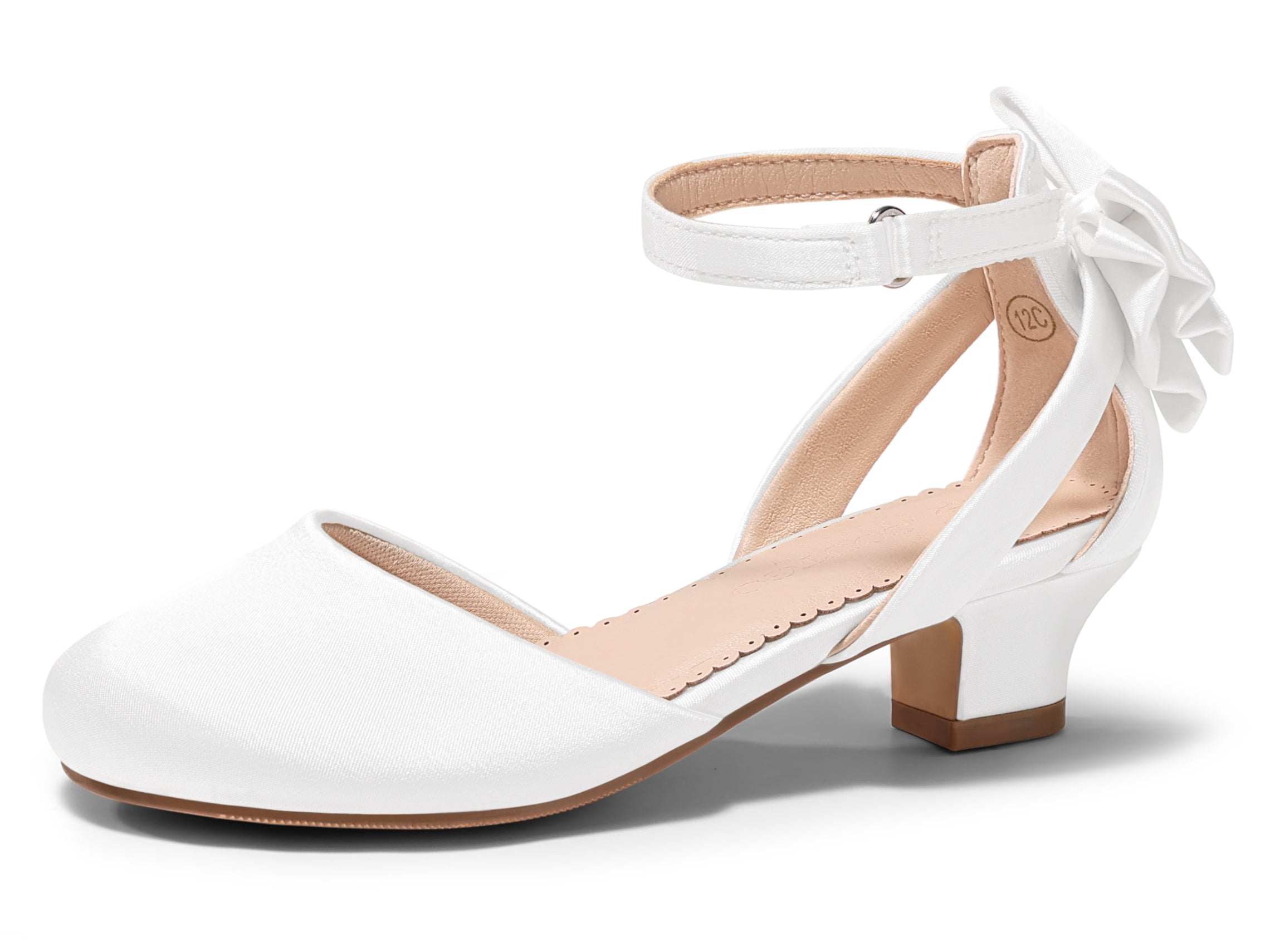 Coutgo Girls White Closed Toe Dress Shoes