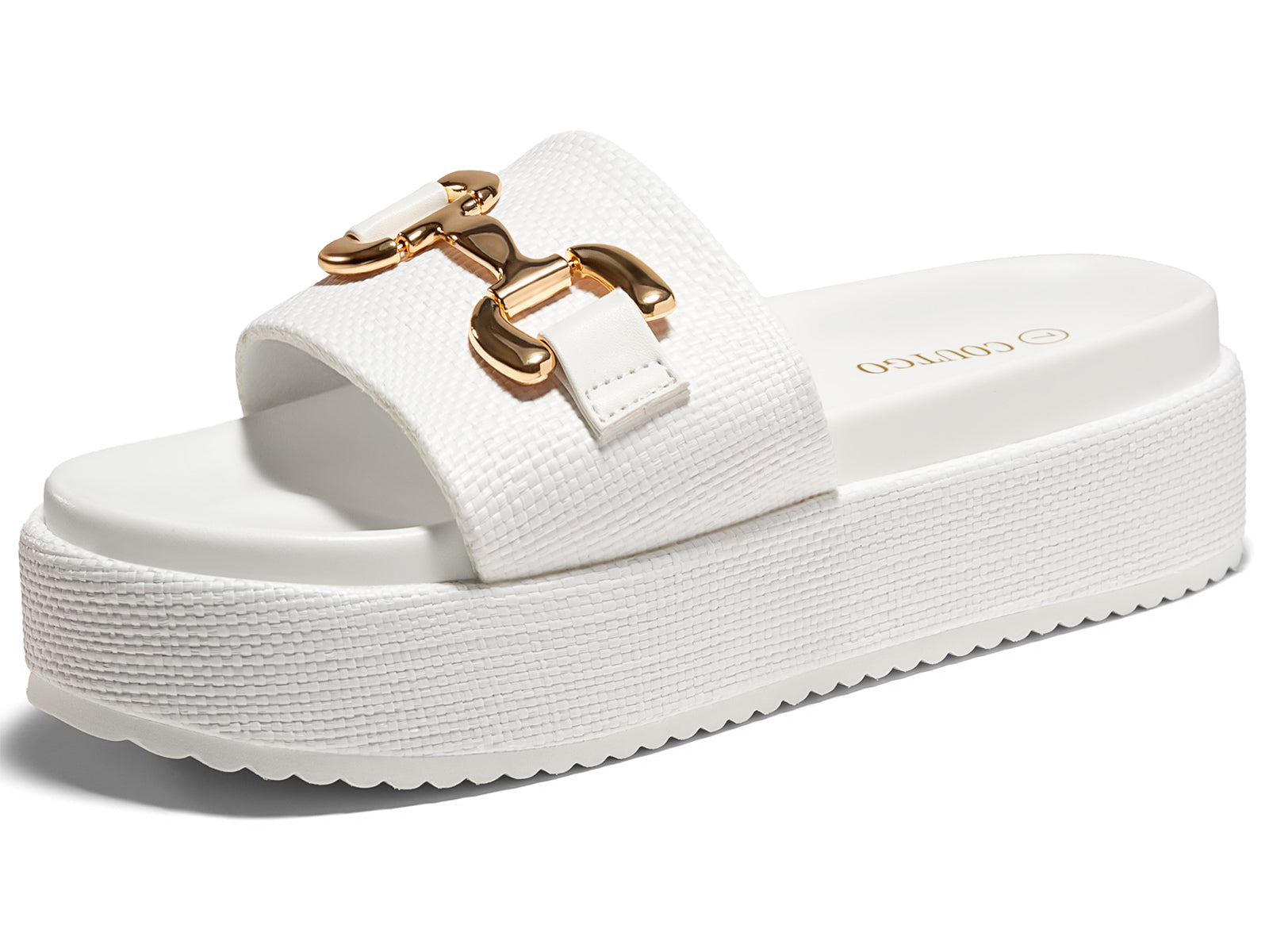 Coutgo Womens White Platform Sandals