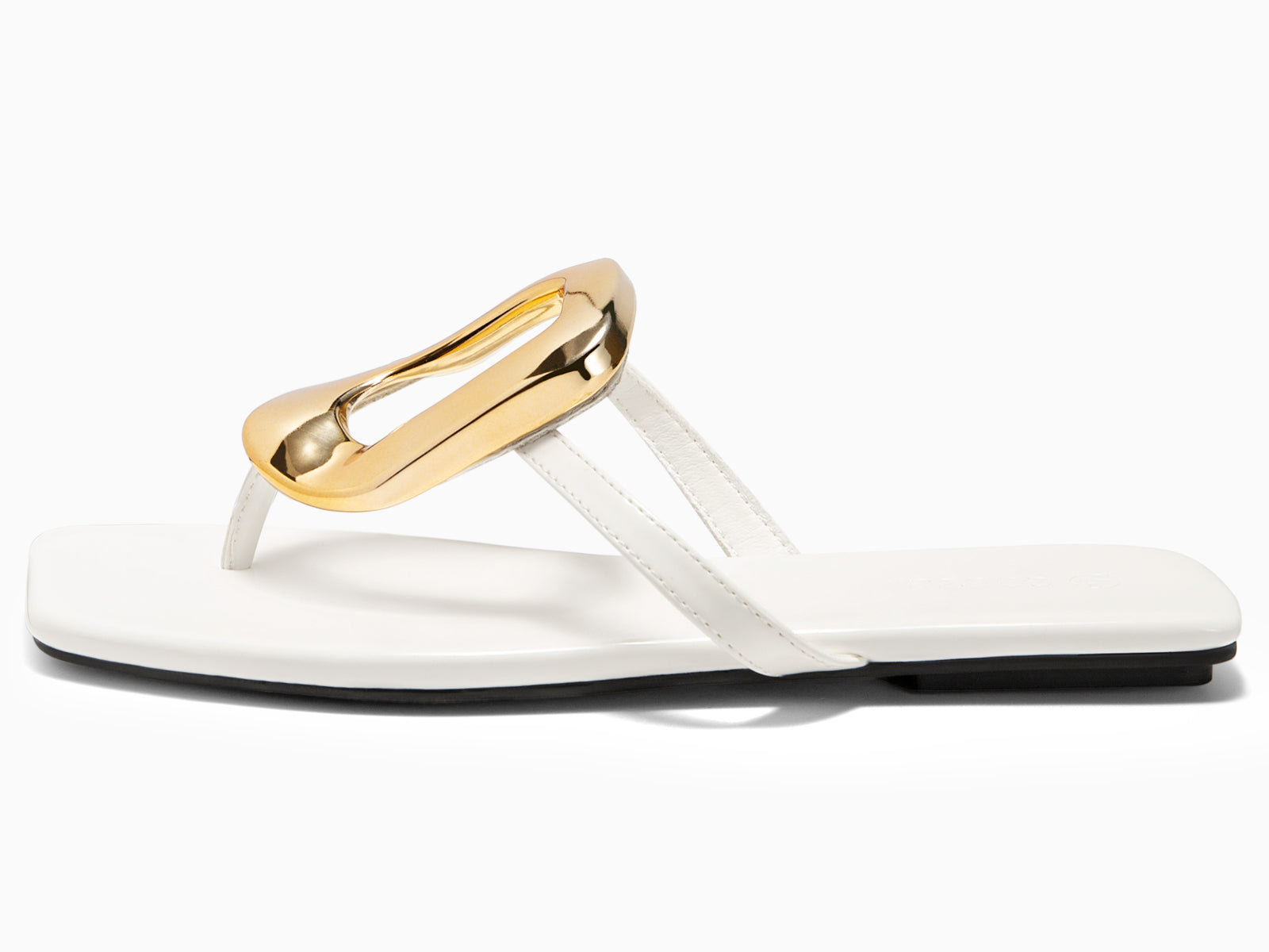 Coutgo Womens White Flat Sandals Flip Flops