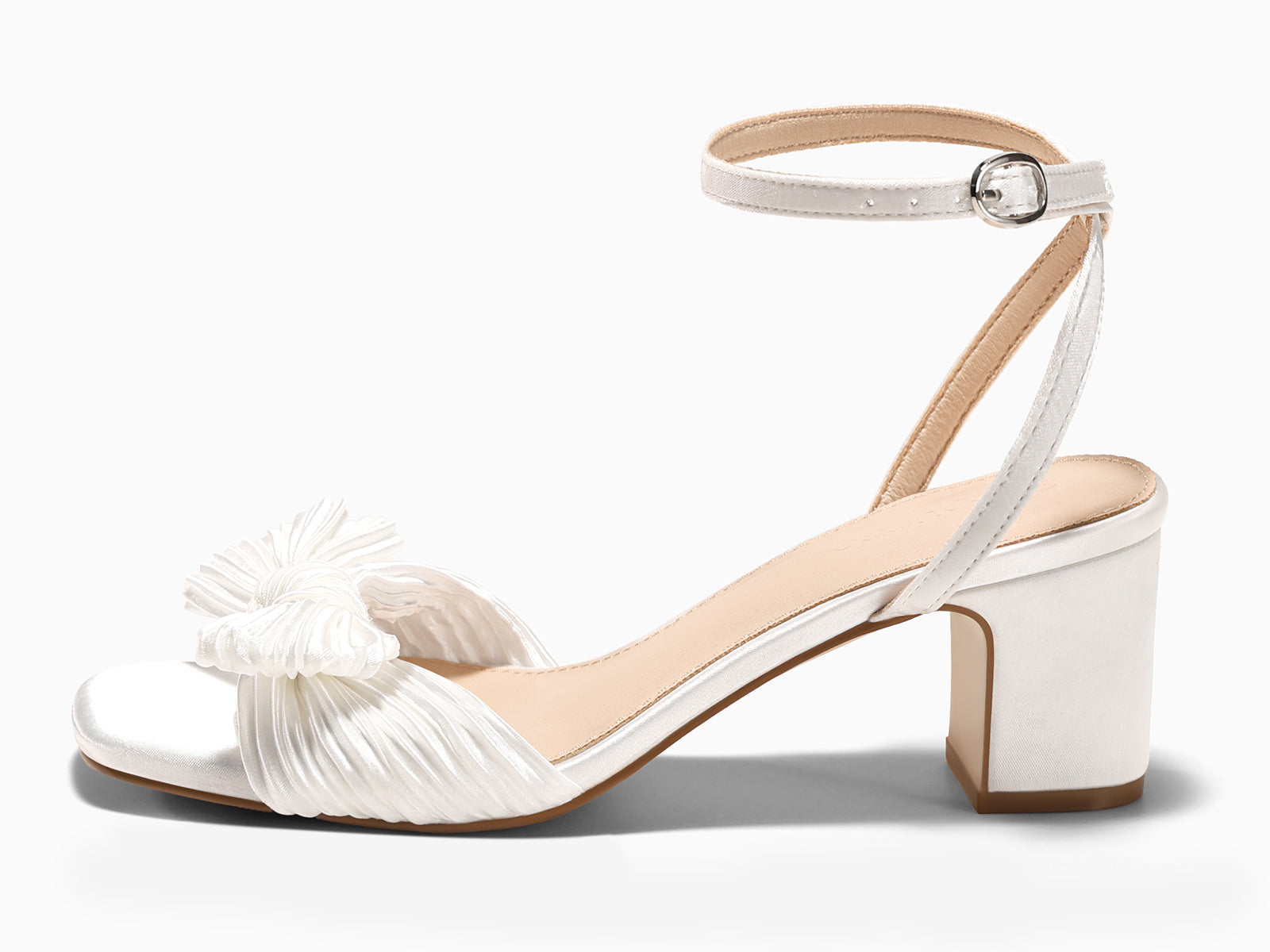 Coutgo Womens White Pleated Bow Sandals