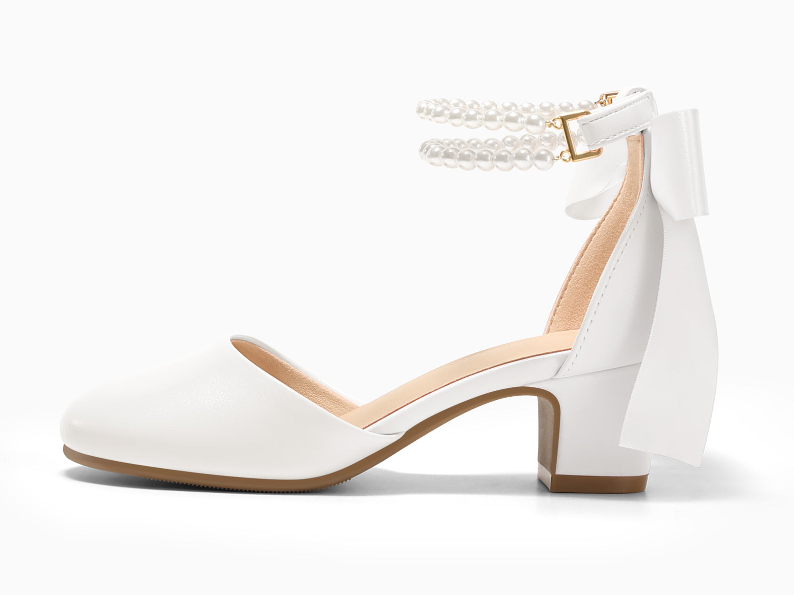 Coutgo Girls White Pu Bow Pumps
