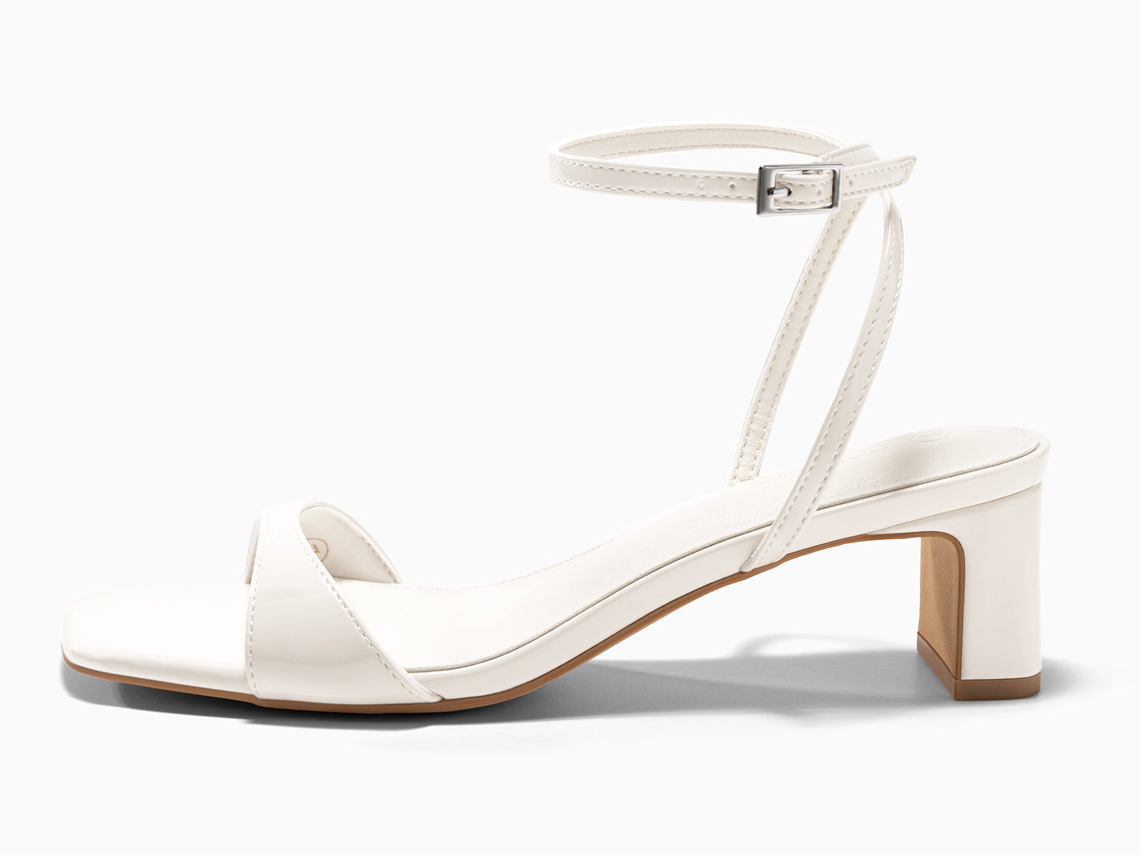 Coutgo Womens White Chunky Low Heel Sandals