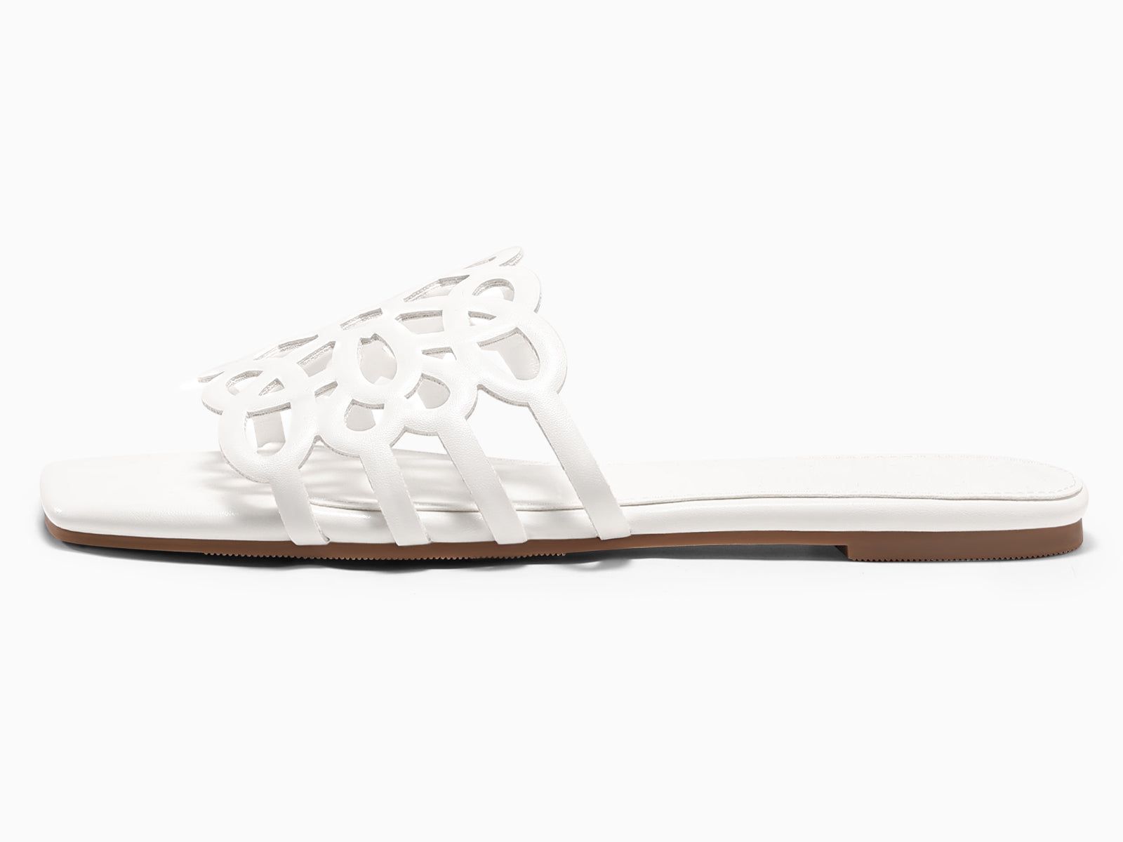 Coutgo Womens White Flat Sandals