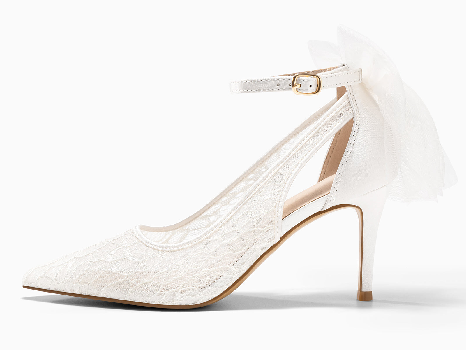 Coutgo Womens White Lace High Heels