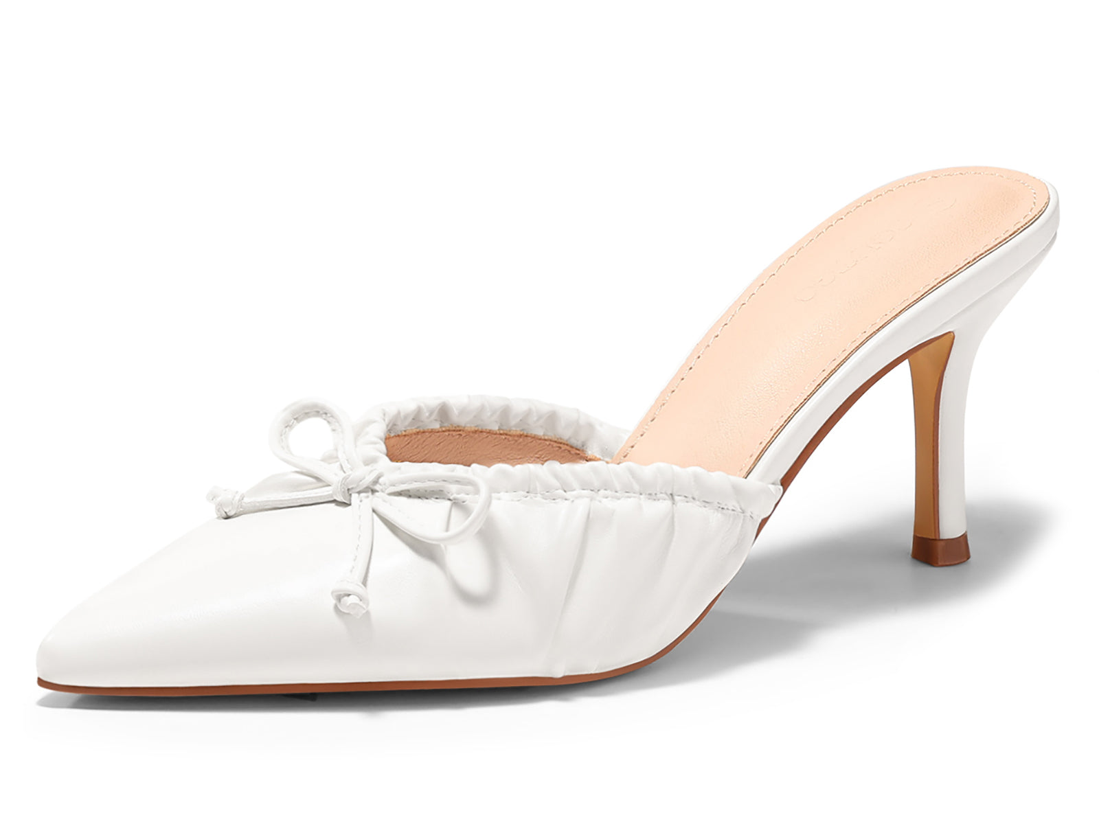 Coutgo Womens PU White High Heels Pumps