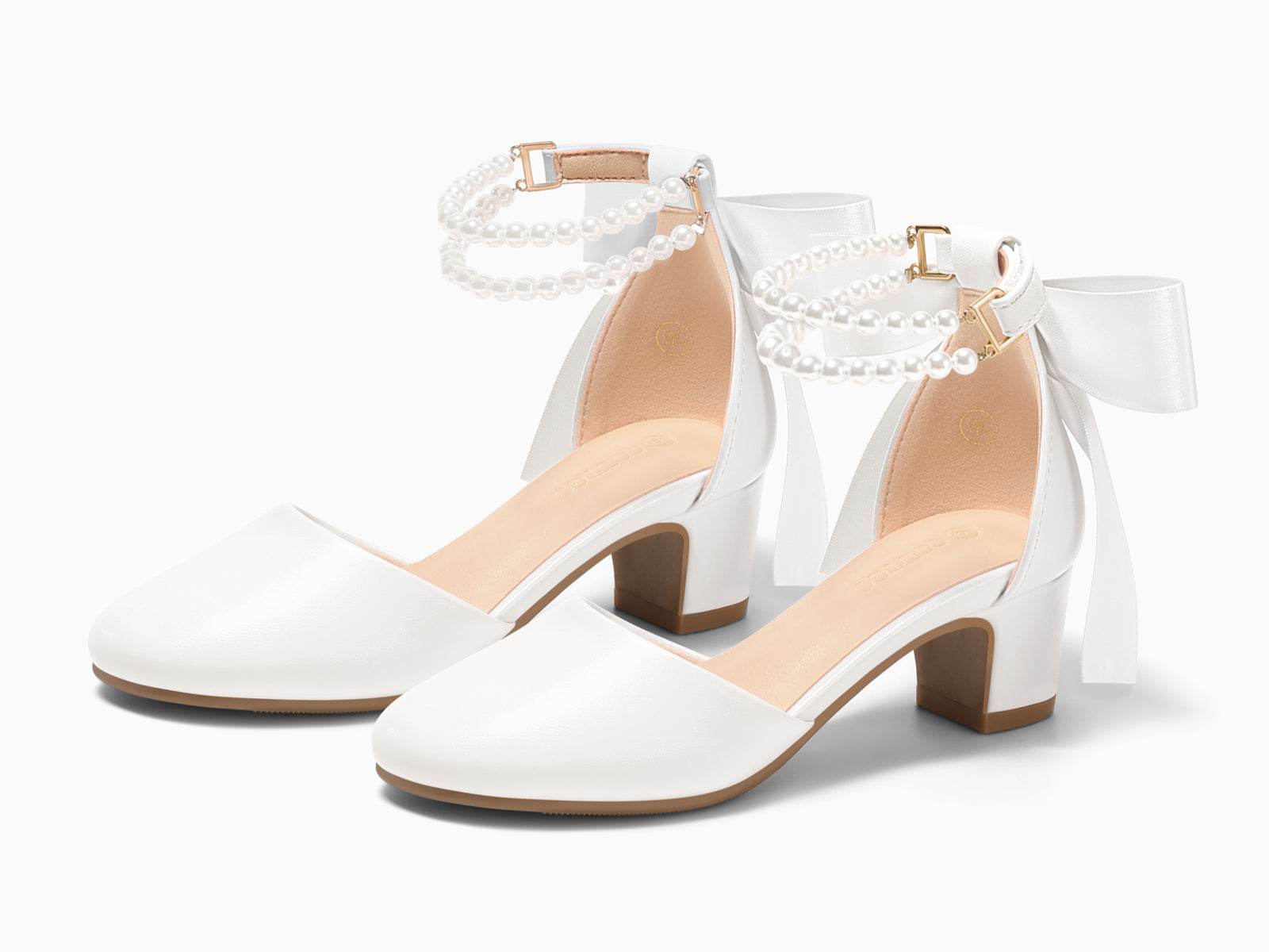 Coutgo Girls White Pu Bow Pumps