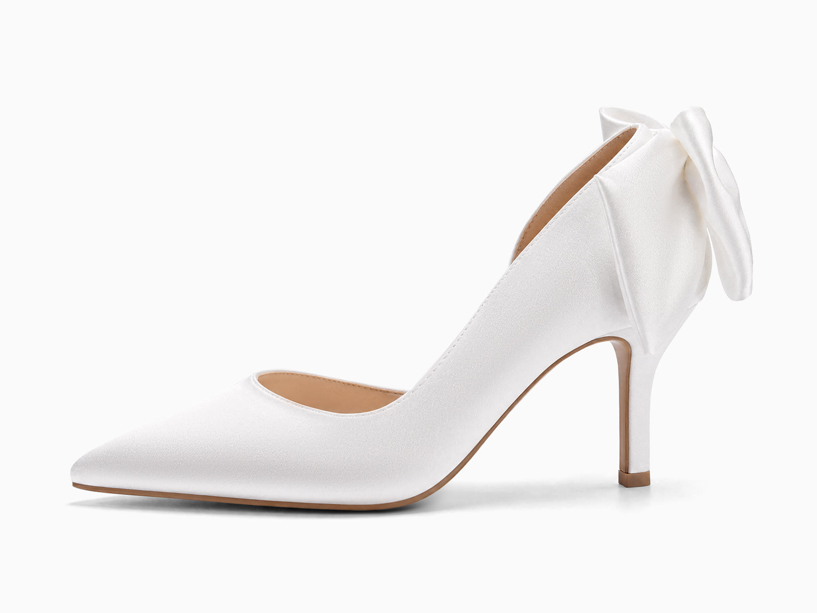 Coutgo Womens White Bow Stiletto High Heels