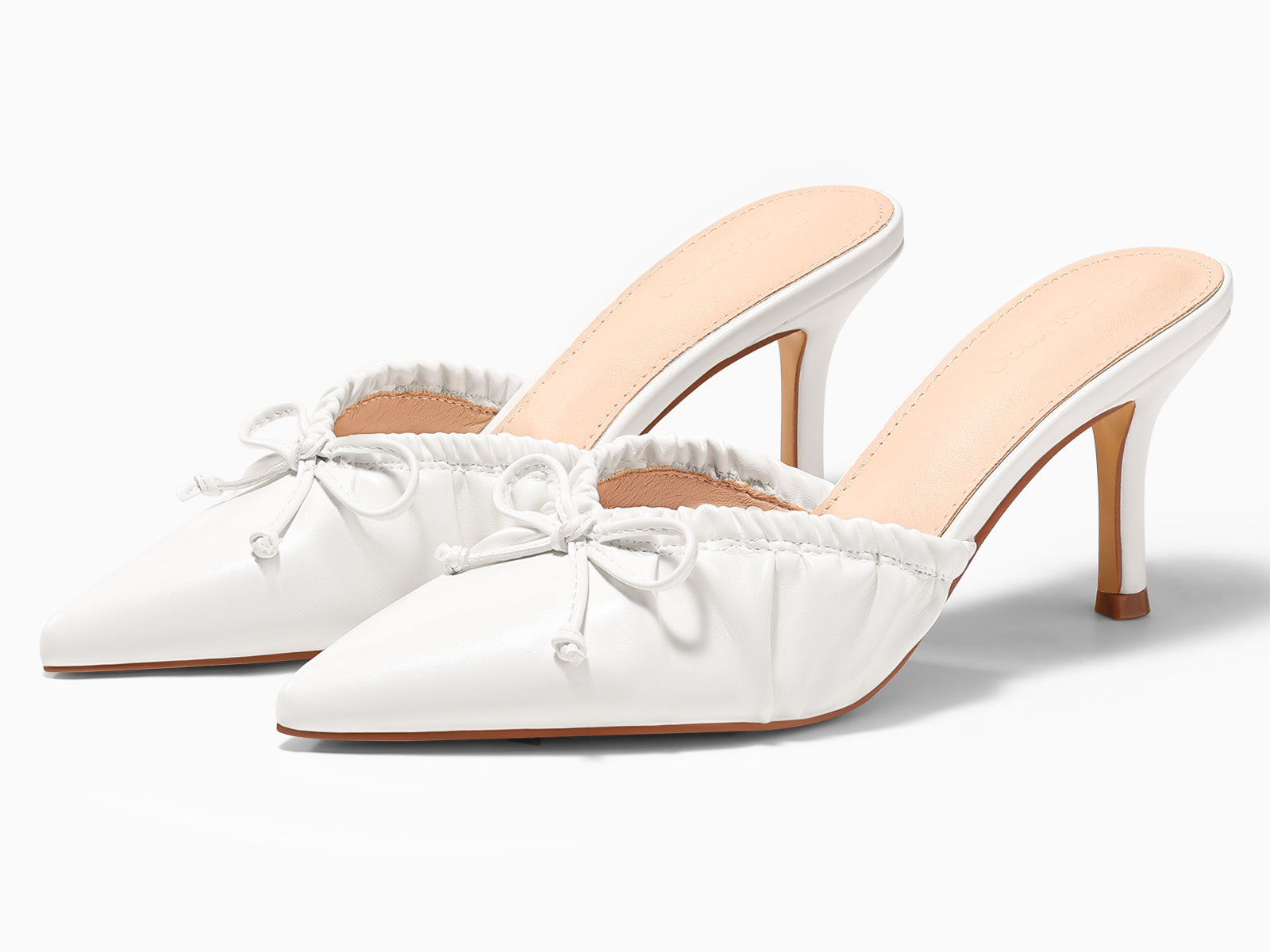 Coutgo Womens PU White High Heels Pumps
