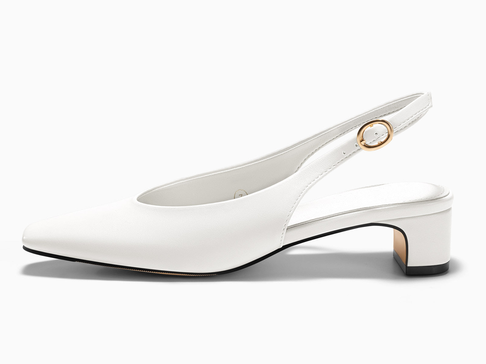 Coutgo Womens White Chunky Low Heels