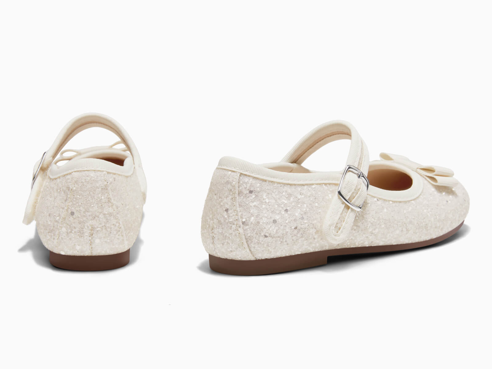 Coutgo Girls White Glitter Mary Jane Dress Shoes