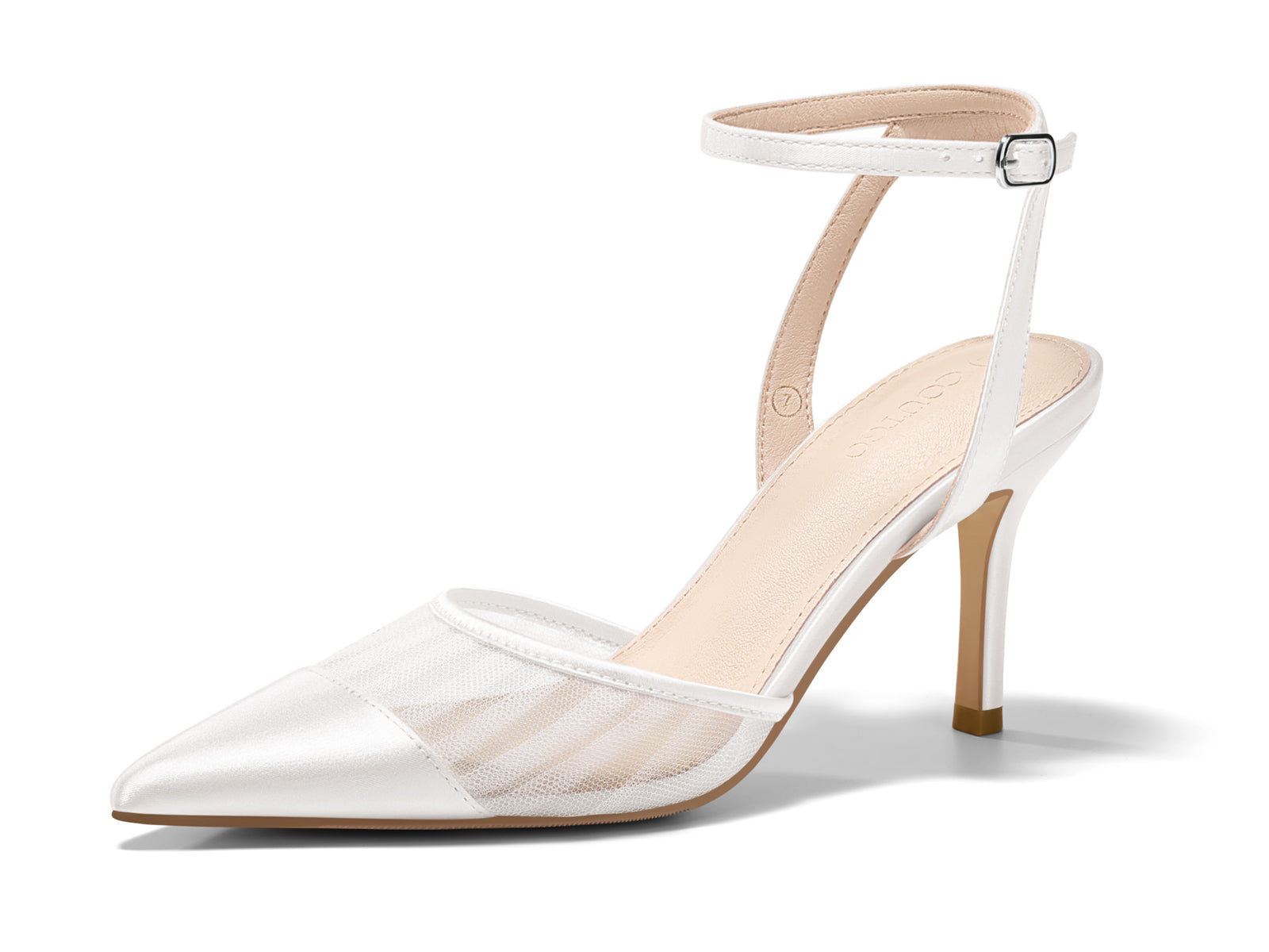 Coutgo Womens White Mesh High Heels